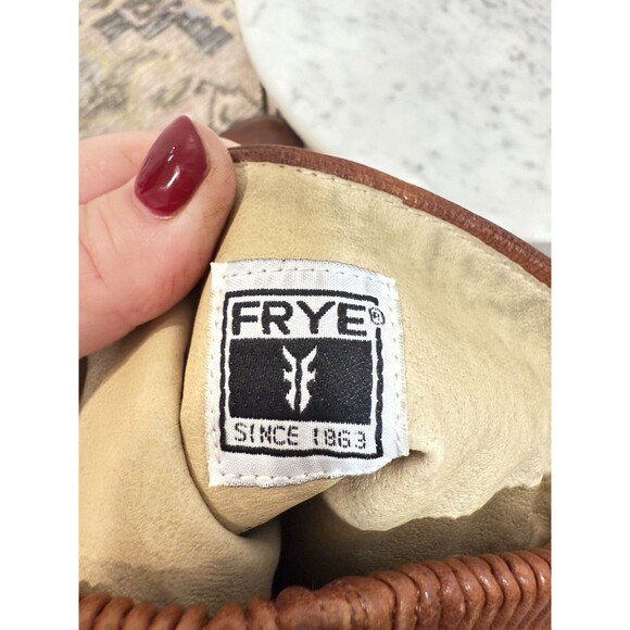 Frye Melissa Scrunch Brown Riding Boots Stretch Back Tall Pull On Leathers 7.5m - Picture 9 of 10